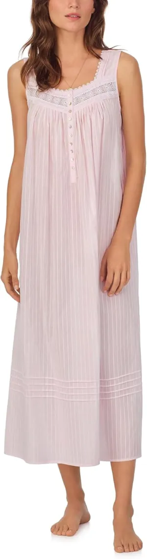 Eileen West Nightgowns for Women, Full Length Madison Cotton Sleeveless Lightweight Night Shirt