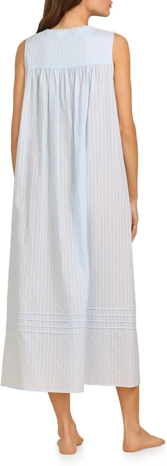 Eileen West Nightgowns for Women, Full Length Madison Cotton Sleeveless Lightweight Night Shirt