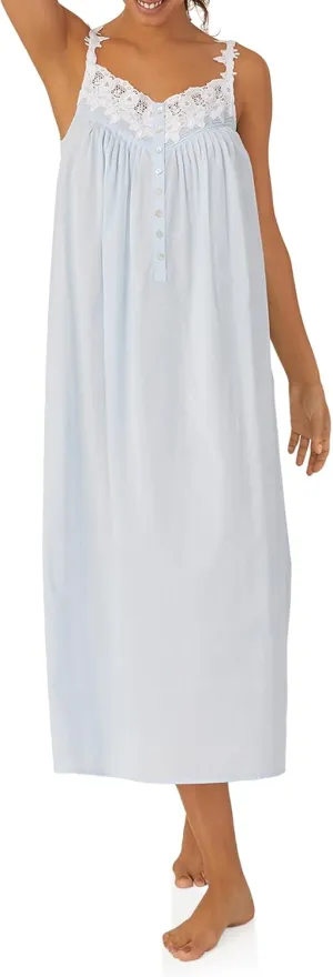 Eileen West Queen Anne's Lace Florentine Lace Ballet Nightgown for Women, 100% Cotton Lawn with Pintucks, 50-Inch Length