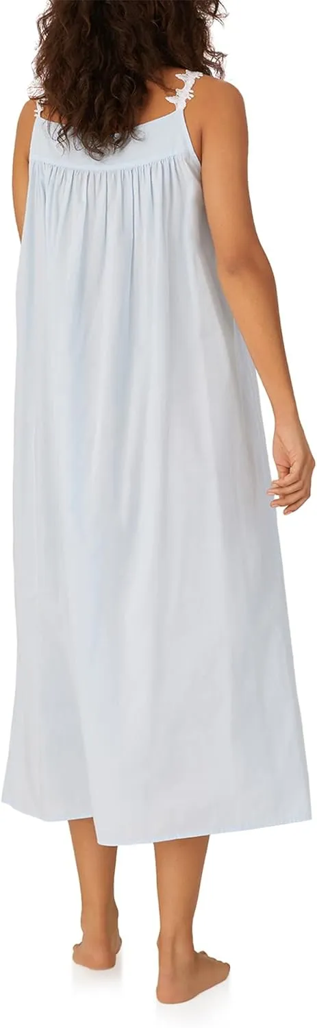 Eileen West Queen Anne's Lace Florentine Lace Ballet Nightgown for Women, 100% Cotton Lawn with Pintucks, 50-Inch Length
