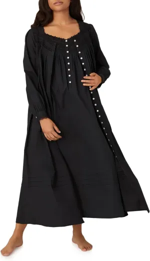 Eileen West Queen Anne's Lace Robe for Women – Heirloom Lightweight 100% Cotton Women’s Nightgown or Button Front Robe - Black, X-Small