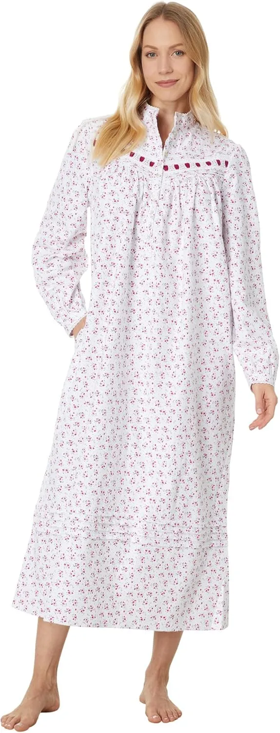 Eileen West Women's Cotton Flannel High Neck Long Sleeve Gown