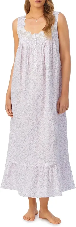 Eileen West Woven Ditsy Floral Print Sleeveless Sweetheart Neck Ballet Nightgown