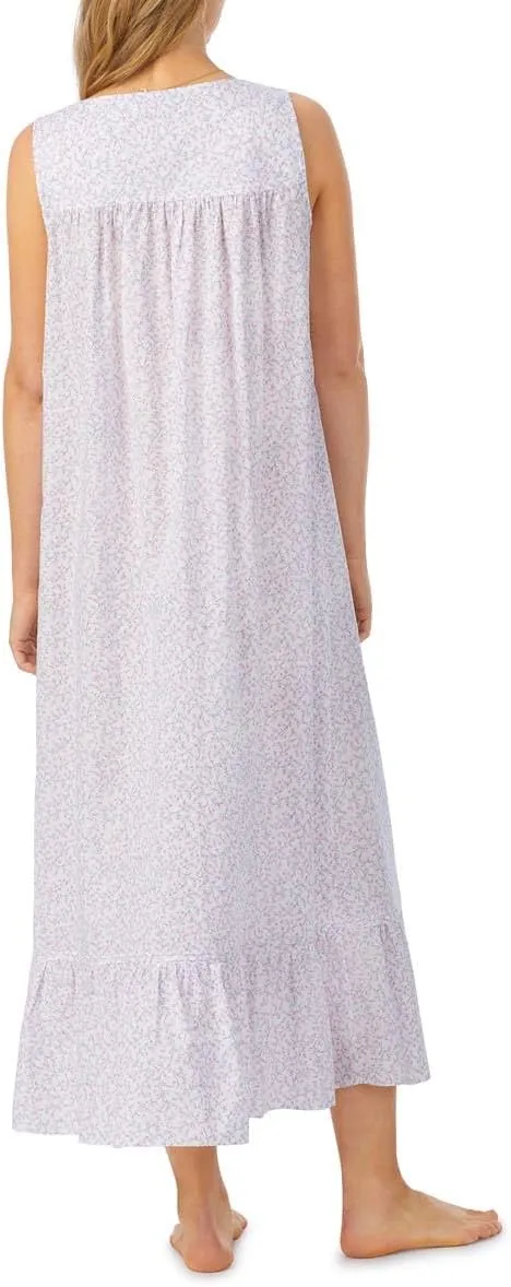Eileen West Woven Ditsy Floral Print Sleeveless Sweetheart Neck Ballet Nightgown