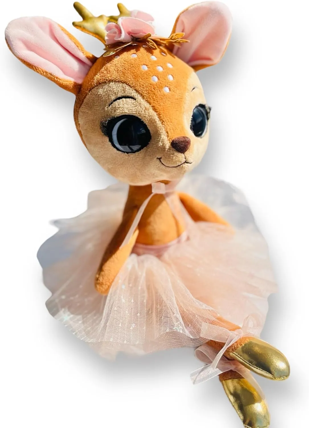 EliEla Nina Ballerina Plush Toy, 16" Pink Tutu Reindeer Ballerina for Girls' Dance Recital Gifts