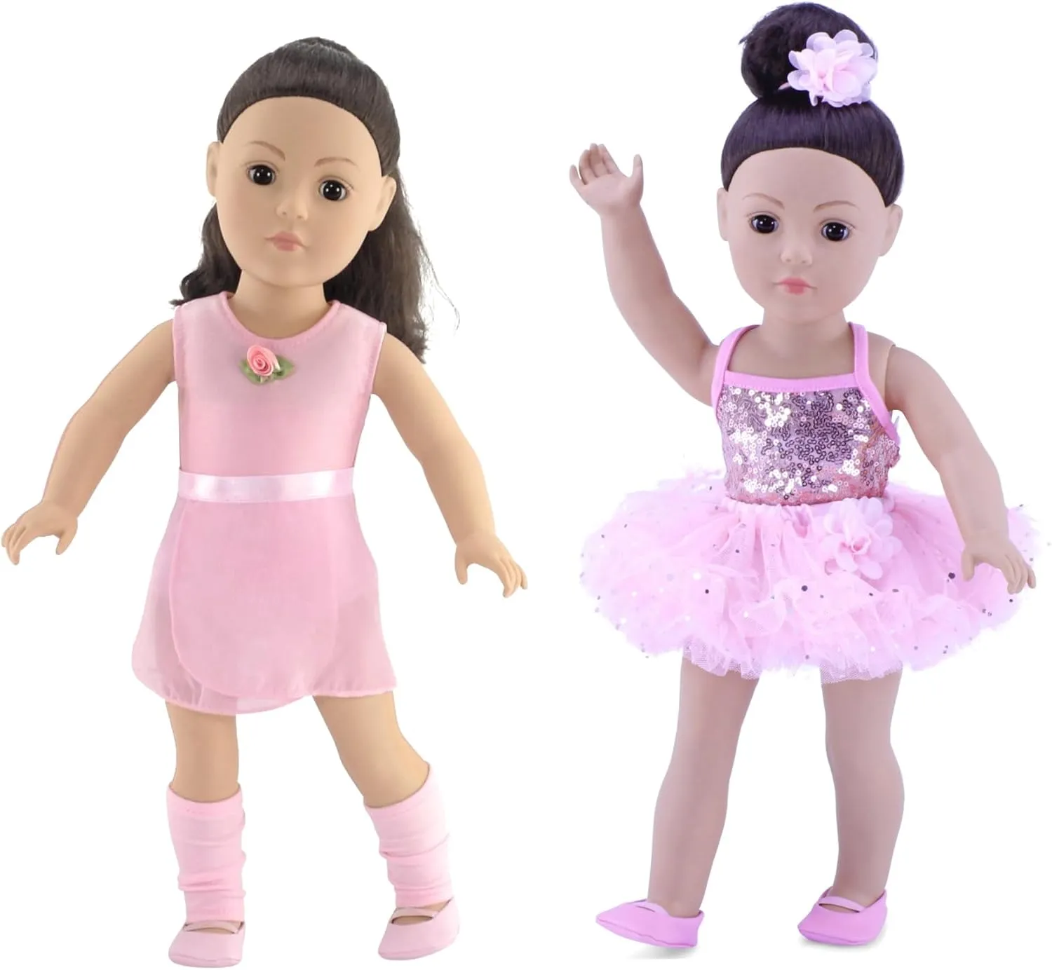 Emily Rose 18-inch Ballet Essentials Clothing Value Bundle - 5 Piece Ballerina Practice Outfit and Our 4 PC Ballet Dance Recital Clothes & Accessories Set | Dolls Not Included
