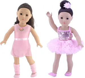 Emily Rose 18-inch Ballet Essentials Clothing Value Bundle - 5 Piece Ballerina Practice Outfit and Our 4 PC Ballet Dance Recital Clothes & Accessories Set | Dolls Not Included
