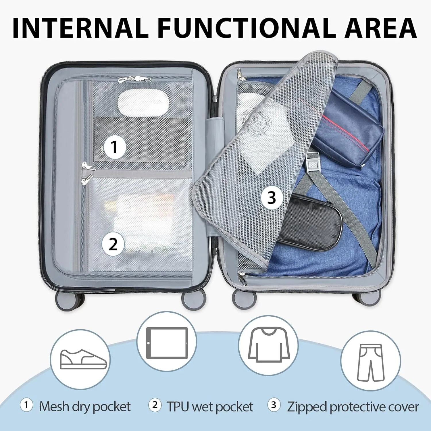 EMPSIGN Carry On Luggage with Spinner Wheels, Hard Shell Carry-On Suitcase 21x14x9 Airline Approved & Built-in TSA Lock, Durable Travel Rolling Suitcase, Carry-On 20-Inch, Light Purple