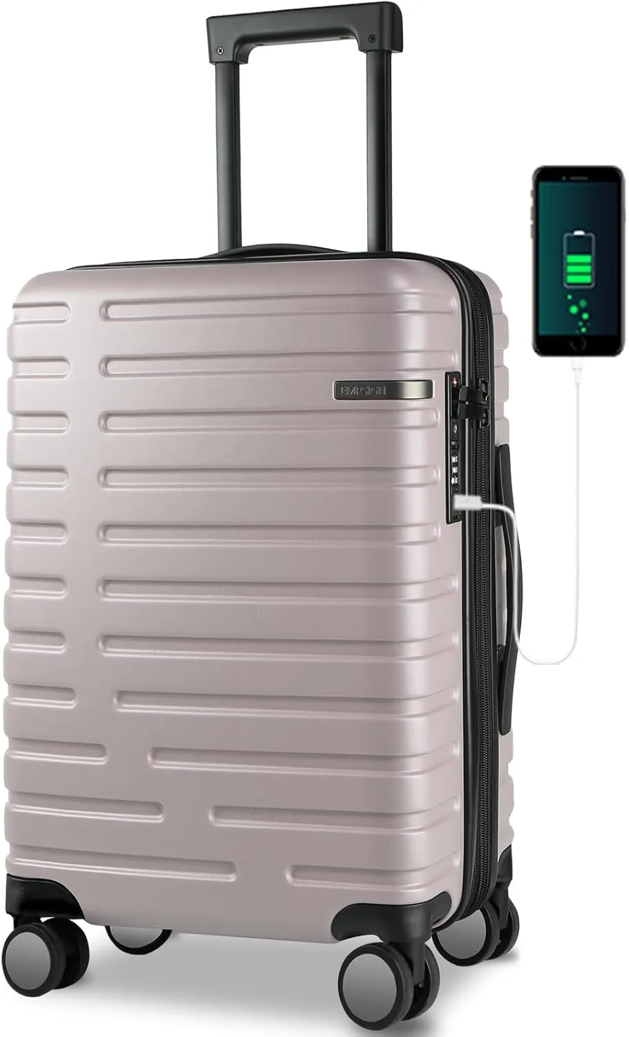 EMPSIGN Carry On Luggage with Spinner Wheels, Hard Shell Carry-On Suitcase 21x14x9 Airline Approved & Built-in TSA Lock, Durable Travel Rolling Suitcase, Carry-On 20-Inch, Light Purple