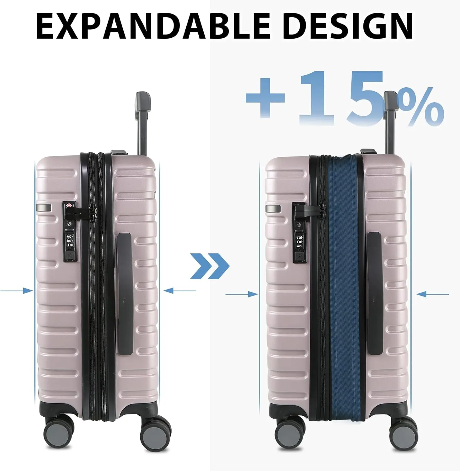 EMPSIGN Carry On Luggage with Spinner Wheels, Hard Shell Carry-On Suitcase 21x14x9 Airline Approved & Built-in TSA Lock, Durable Travel Rolling Suitcase, Carry-On 20-Inch, Light Purple