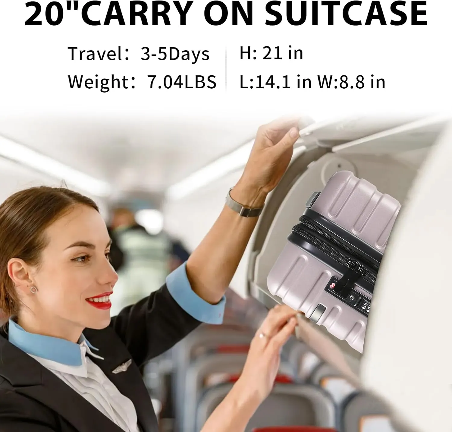 EMPSIGN Carry On Luggage with Spinner Wheels, Hard Shell Carry-On Suitcase 21x14x9 Airline Approved & Built-in TSA Lock, Durable Travel Rolling Suitcase, Carry-On 20-Inch, Light Purple