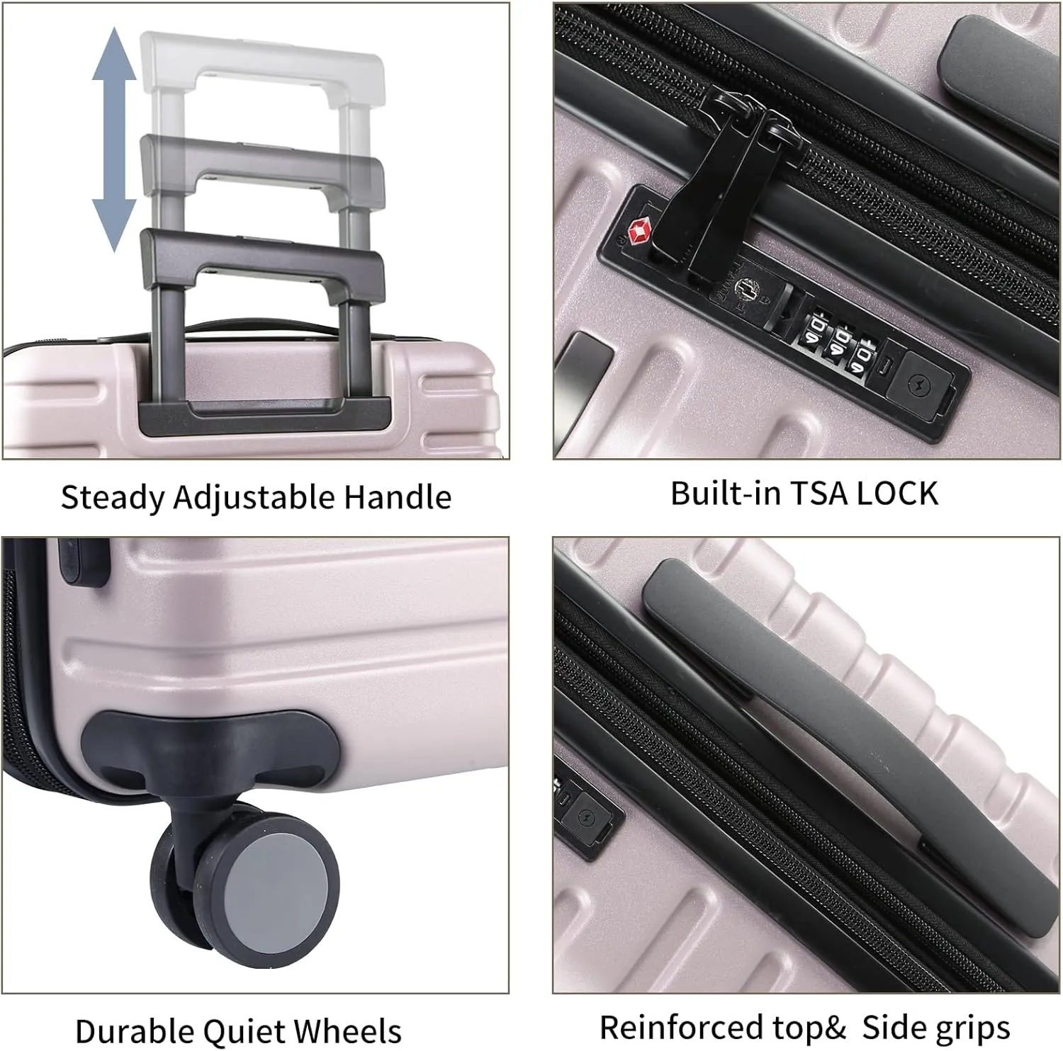 EMPSIGN Carry On Luggage with Spinner Wheels, Hard Shell Carry-On Suitcase 21x14x9 Airline Approved & Built-in TSA Lock, Durable Travel Rolling Suitcase, Carry-On 20-Inch, Light Purple