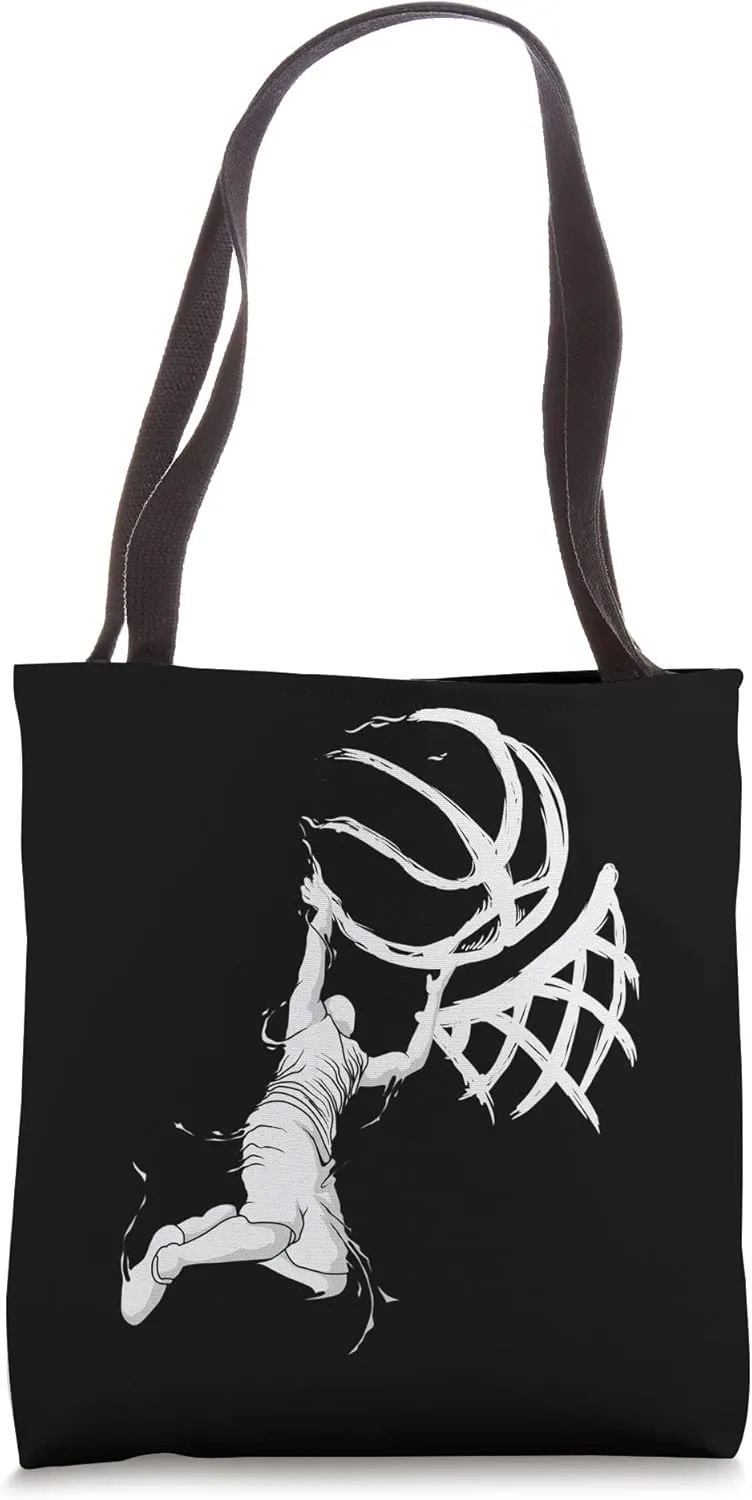 Enjoy Cool Basketball Slam Dunk Illustration Graphic Designs Tote Bag