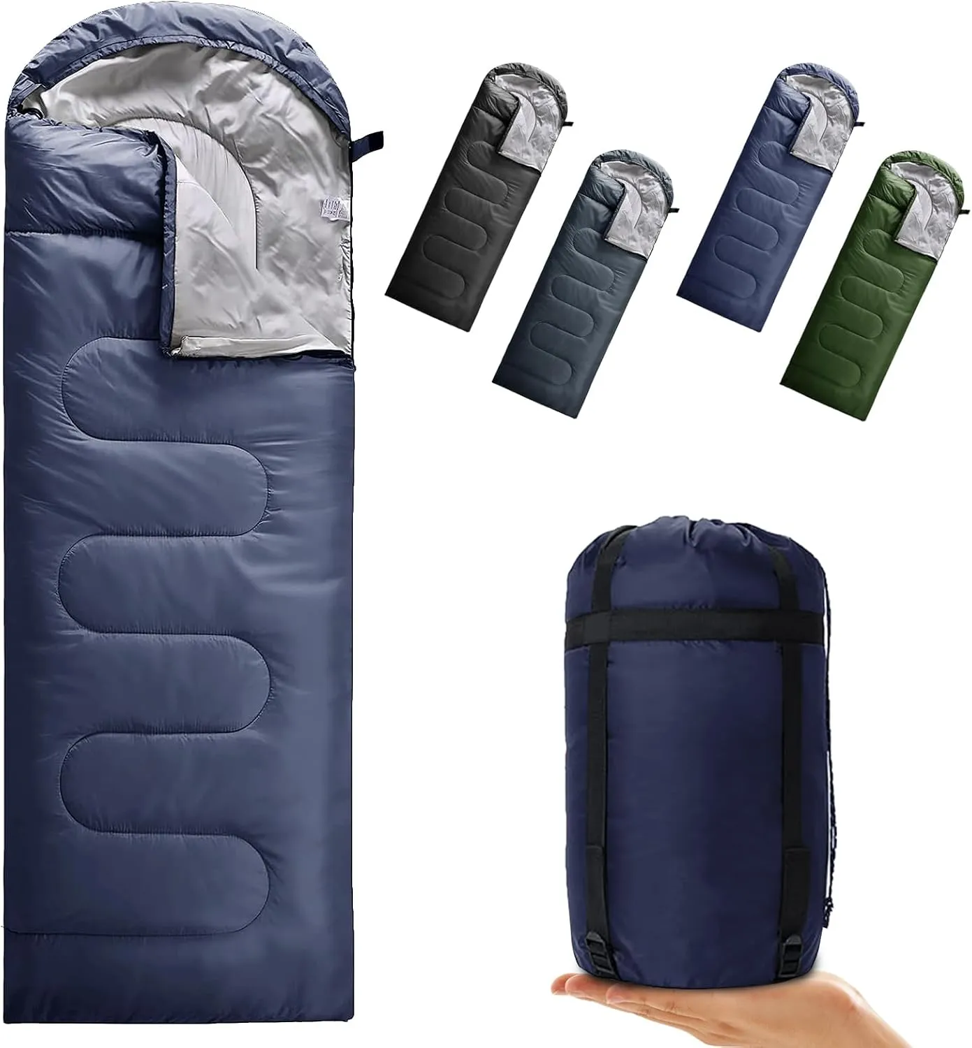 Envelope Camping Sleeping Bag 3 Seasons Warm & Cool Weather, Lightweight, Waterproof, Portable for Adults & Kids - Camping Gear Equipment Hiking Travel, Indoors and Outdoors
