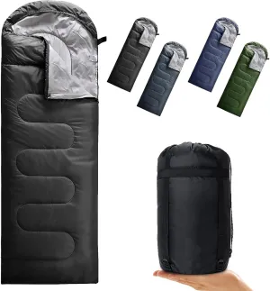 Envelope Camping Sleeping Bag 3 Seasons Warm & Cool Weather, Lightweight, Waterproof, Portable for Adults & Kids - Camping Gear Equipment Hiking Travel, Indoors and Outdoors