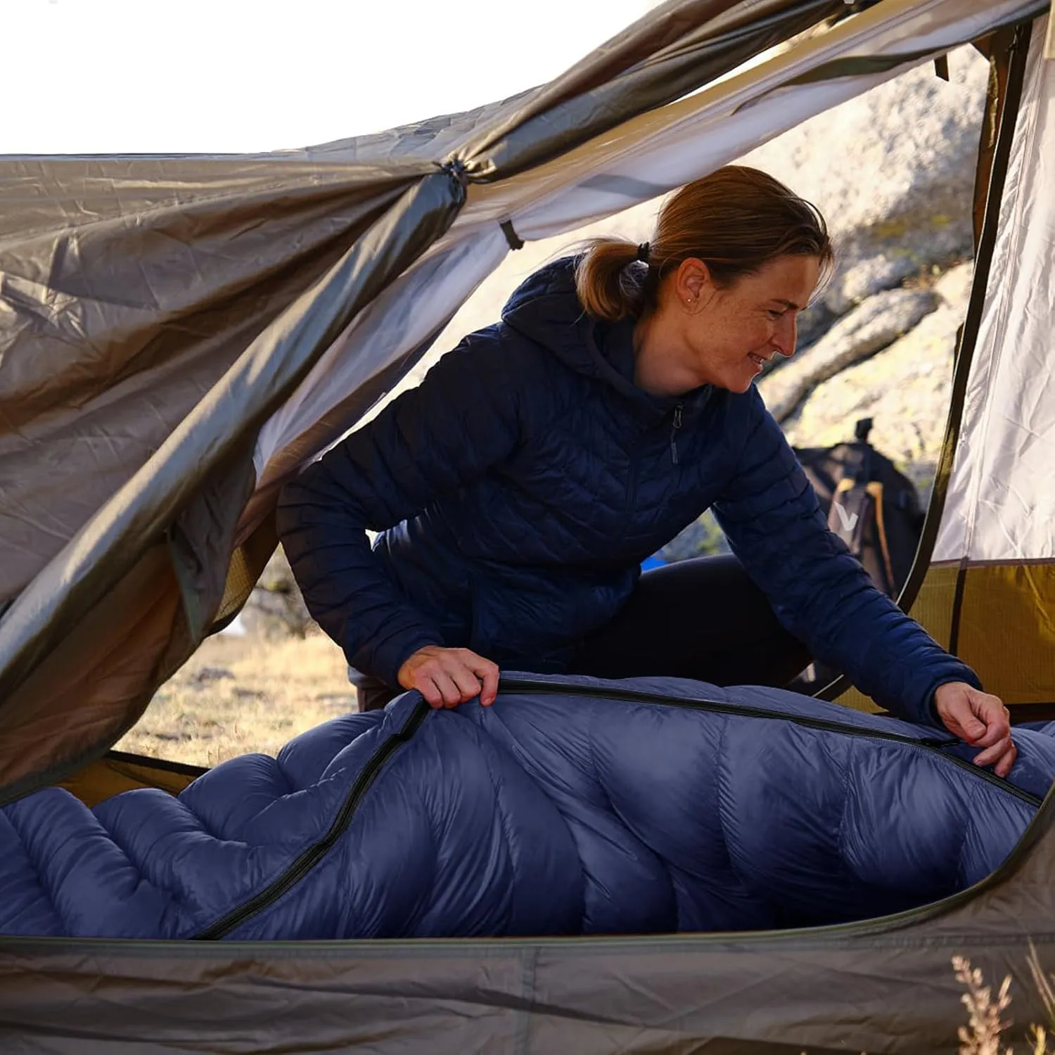 Envelope Camping Sleeping Bag 3 Seasons Warm & Cool Weather, Lightweight, Waterproof, Portable for Adults & Kids - Camping Gear Equipment Hiking Travel, Indoors and Outdoors