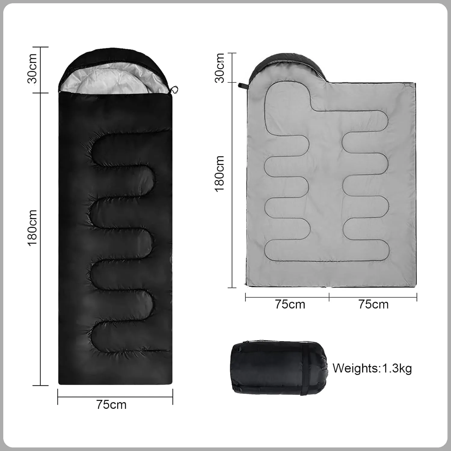 Envelope Camping Sleeping Bag 3 Seasons Warm & Cool Weather, Lightweight, Waterproof, Portable for Adults & Kids - Camping Gear Equipment Hiking Travel, Indoors and Outdoors