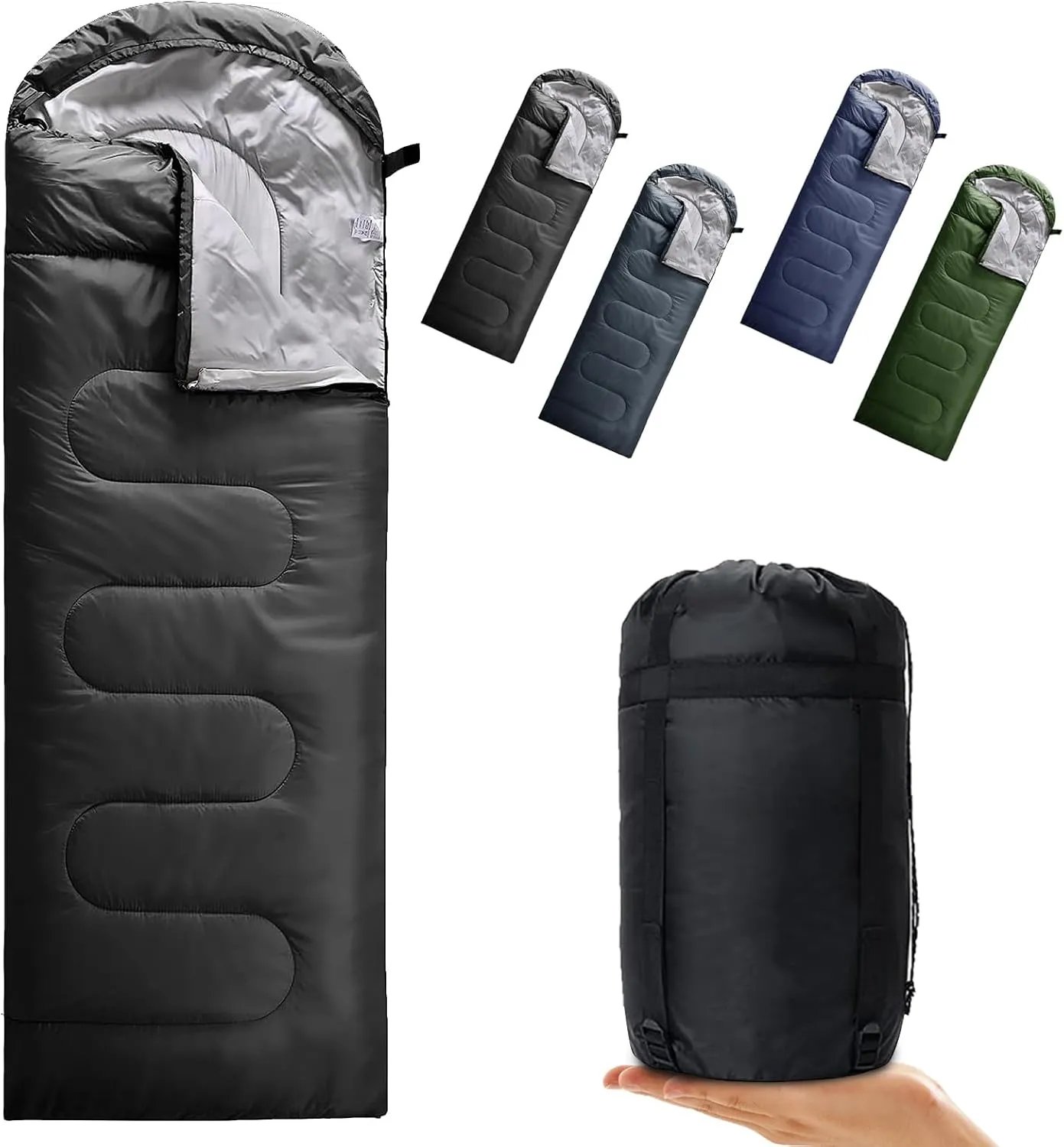 Envelope Camping Sleeping Bag 3 Seasons Warm & Cool Weather, Lightweight, Waterproof, Portable for Adults & Kids - Camping Gear Equipment Hiking Travel, Indoors and Outdoors