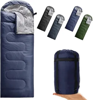 Envelope Camping Sleeping Bag 3 Seasons Warm & Cool Weather, Lightweight, Waterproof, Portable for Adults & Kids - Camping Gear Equipment Hiking Travel, Indoors and Outdoors