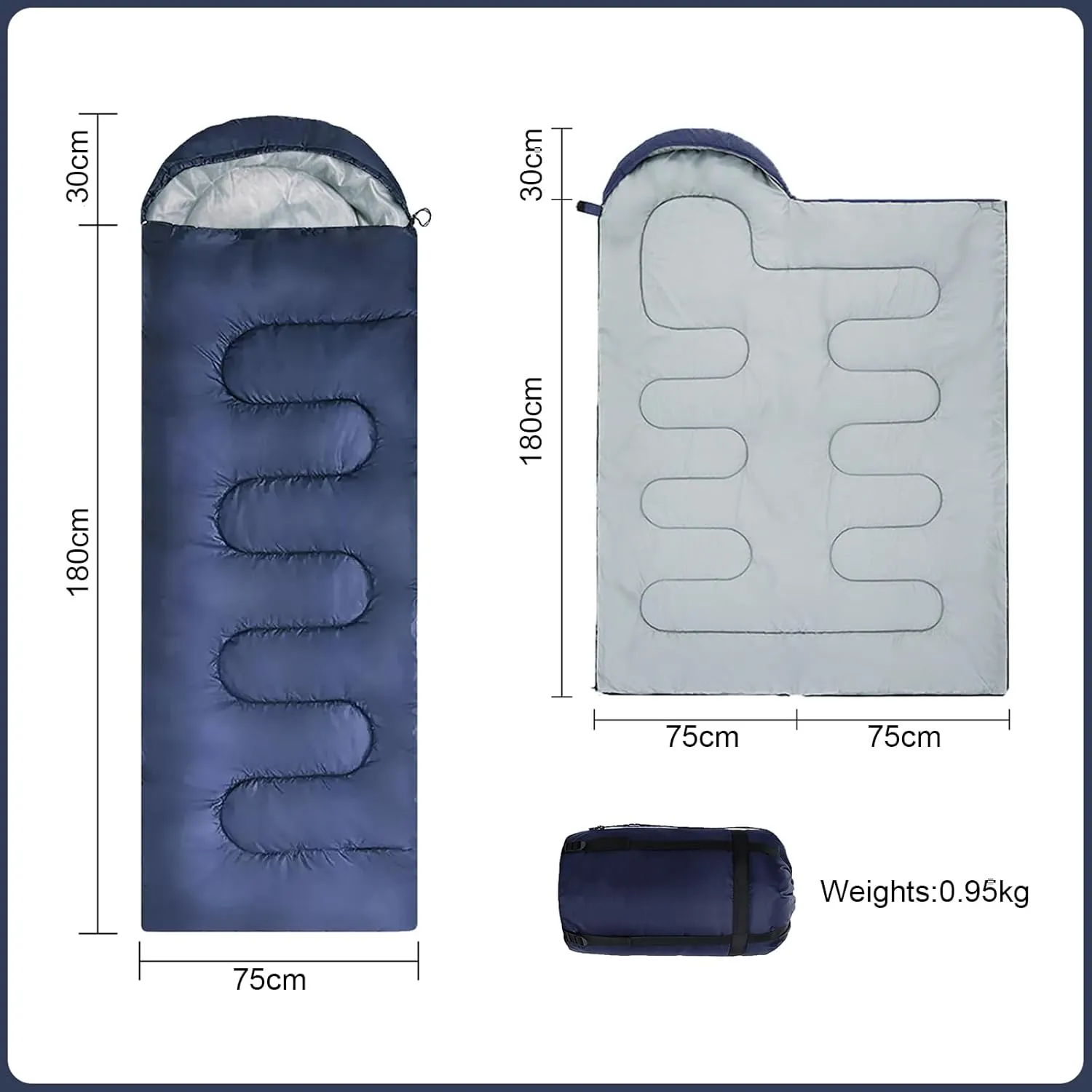 Envelope Camping Sleeping Bag 3 Seasons Warm & Cool Weather, Lightweight, Waterproof, Portable for Adults & Kids - Camping Gear Equipment Hiking Travel, Indoors and Outdoors