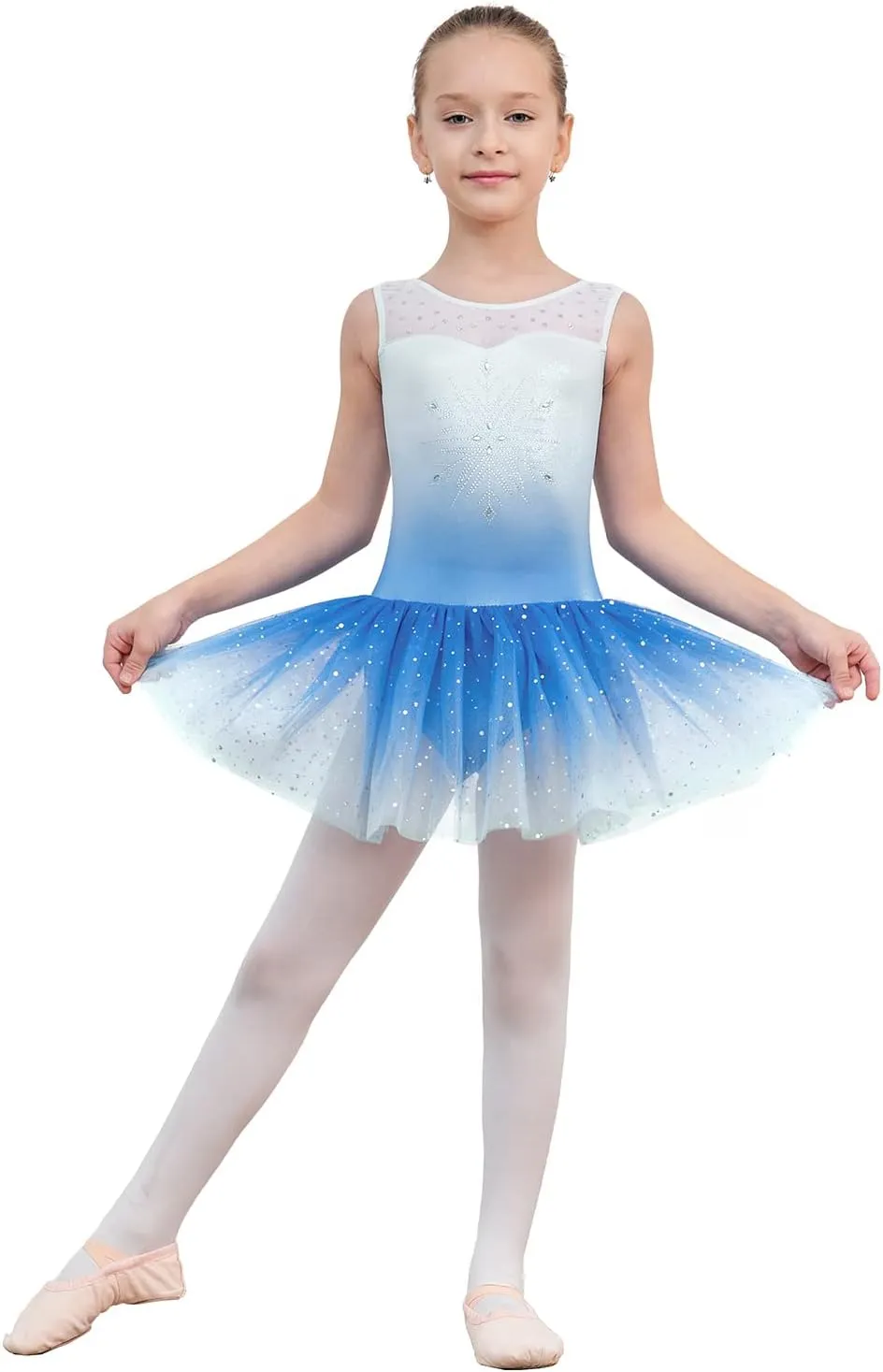 EQSJIU Ballet Leotard for Girls Dance Gymnastics Toddler Sparkly Dance Dresses Outfits Tutu Skirted Leotard Kids 1-10 Years