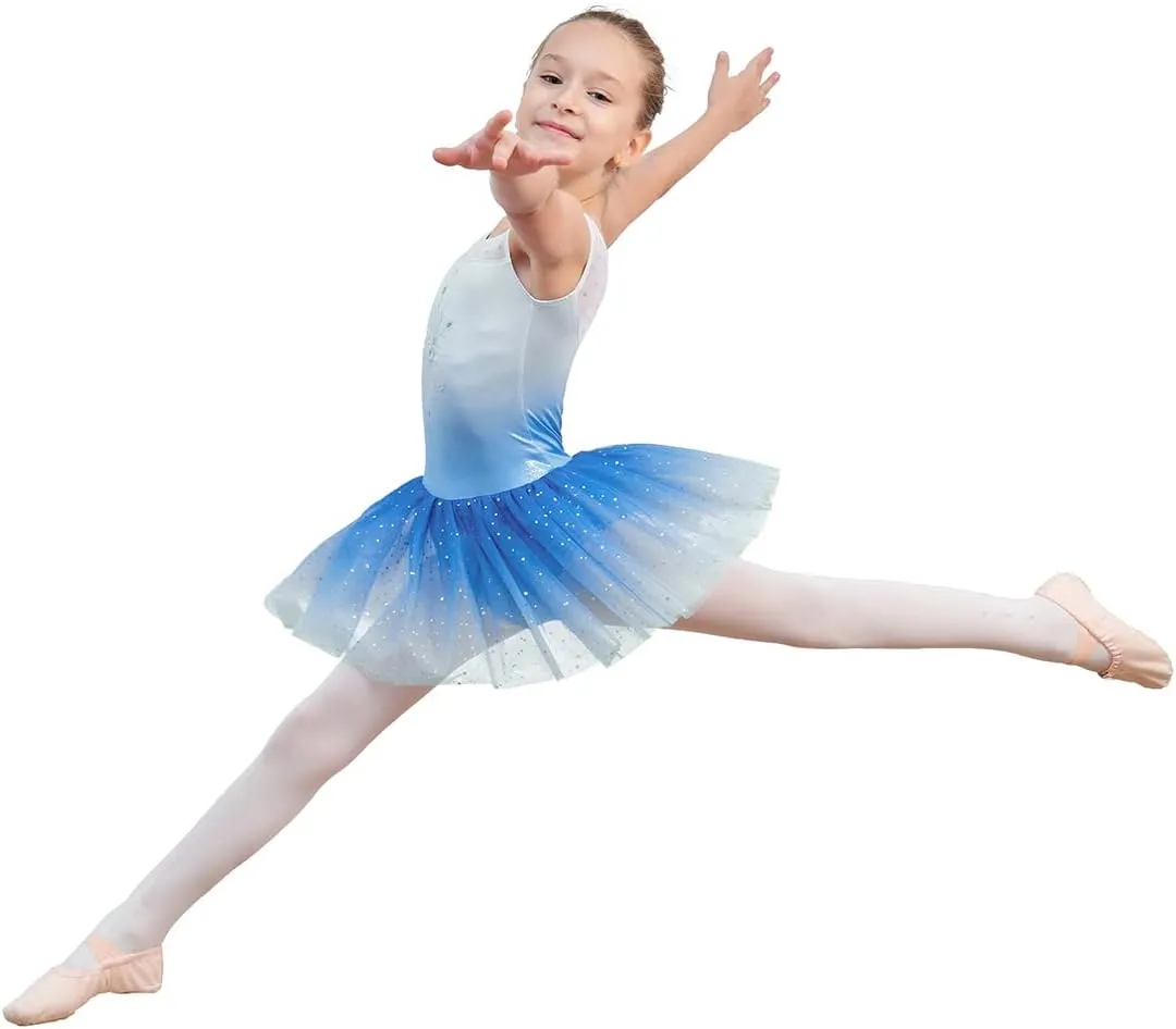 EQSJIU Ballet Leotard for Girls Dance Gymnastics Toddler Sparkly Dance Dresses Outfits Tutu Skirted Leotard Kids 1-10 Years