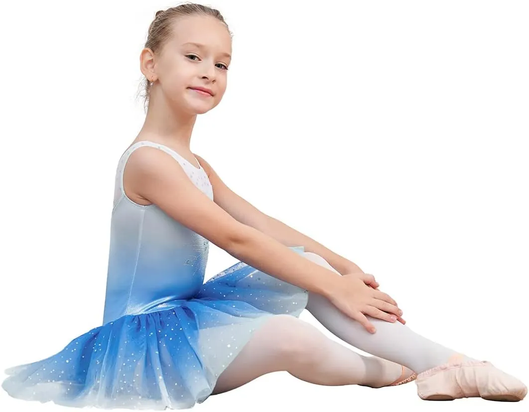 EQSJIU Ballet Leotard for Girls Dance Gymnastics Toddler Sparkly Dance Dresses Outfits Tutu Skirted Leotard Kids 1-10 Years