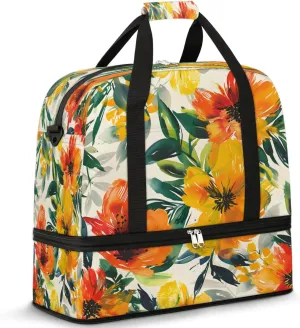 Eternal Spring Travel Duffel Bag, Travel Essentials, Gym Bag for Women, Weekender Overnight Bag With Shoes Compartment, Carry On Bags for Airplanes