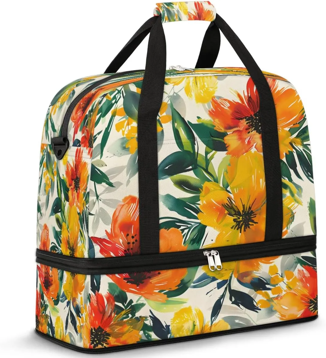 Eternal Spring Travel Duffel Bag, Travel Essentials, Gym Bag for Women, Weekender Overnight Bag With Shoes Compartment, Carry On Bags for Airplanes