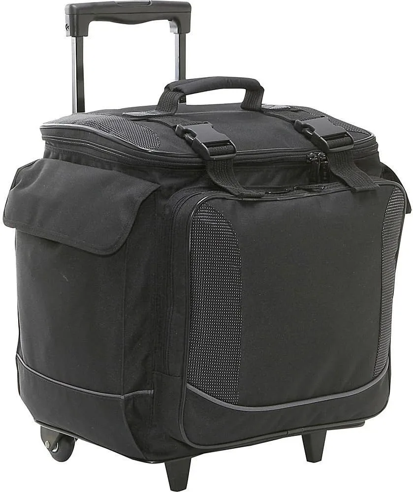 Eunicole Bottle Limo 12 Bottle Insulated Wine Tote Case Wheel Travel Cooler with Organizer, Black, 7352