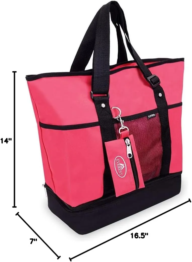 Everest Luggage Deluxe Shopping Tote, Hot Pink/Black, Hot Pink/Black, One Size