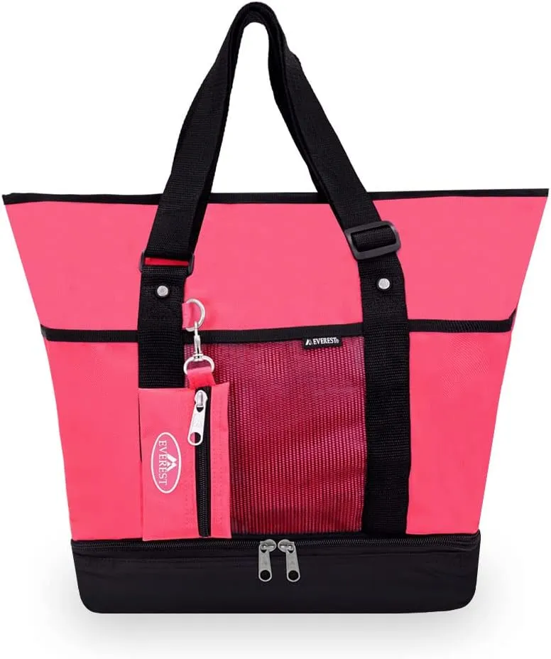 Everest Luggage Deluxe Shopping Tote, Hot Pink/Black, Hot Pink/Black, One Size