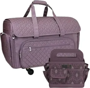Everything Mary XXL Rolling Sewing Machine Bag & Desktop Organizer Tote – Spacious, Durable Storage with 4 Wheels & Multi-Pocket Caddy for Sewing, Craft, & Office Supplies