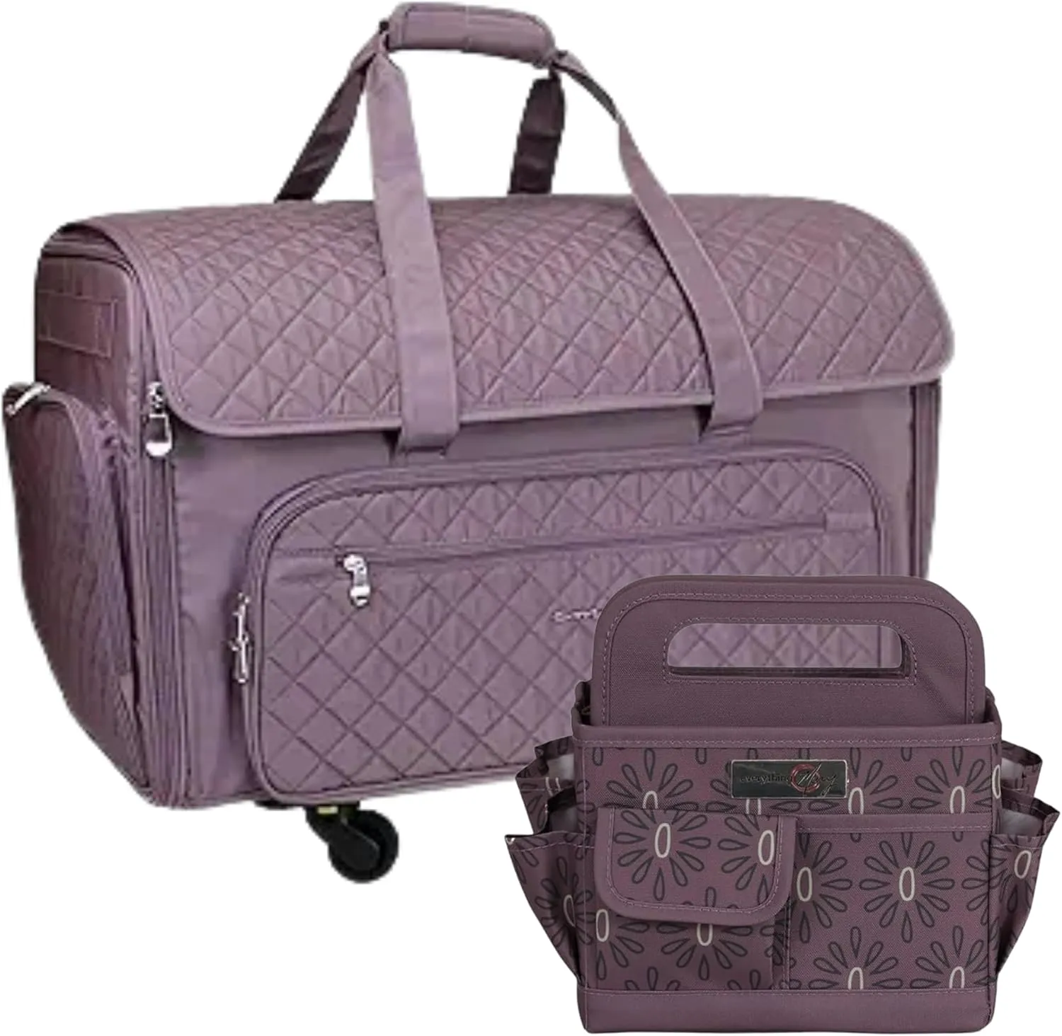 Everything Mary XXL Rolling Sewing Machine Bag & Desktop Organizer Tote – Spacious, Durable Storage with 4 Wheels & Multi-Pocket Caddy for Sewing, Craft, & Office Supplies