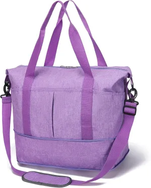 Expandable Duffle Bag for Travel, Weekender Overnight Carry On Bag for Women Men, Waterproof Large Capacity Travel Bag with Detachable Shoulder Strap and Wet Pocket(Light Purple)