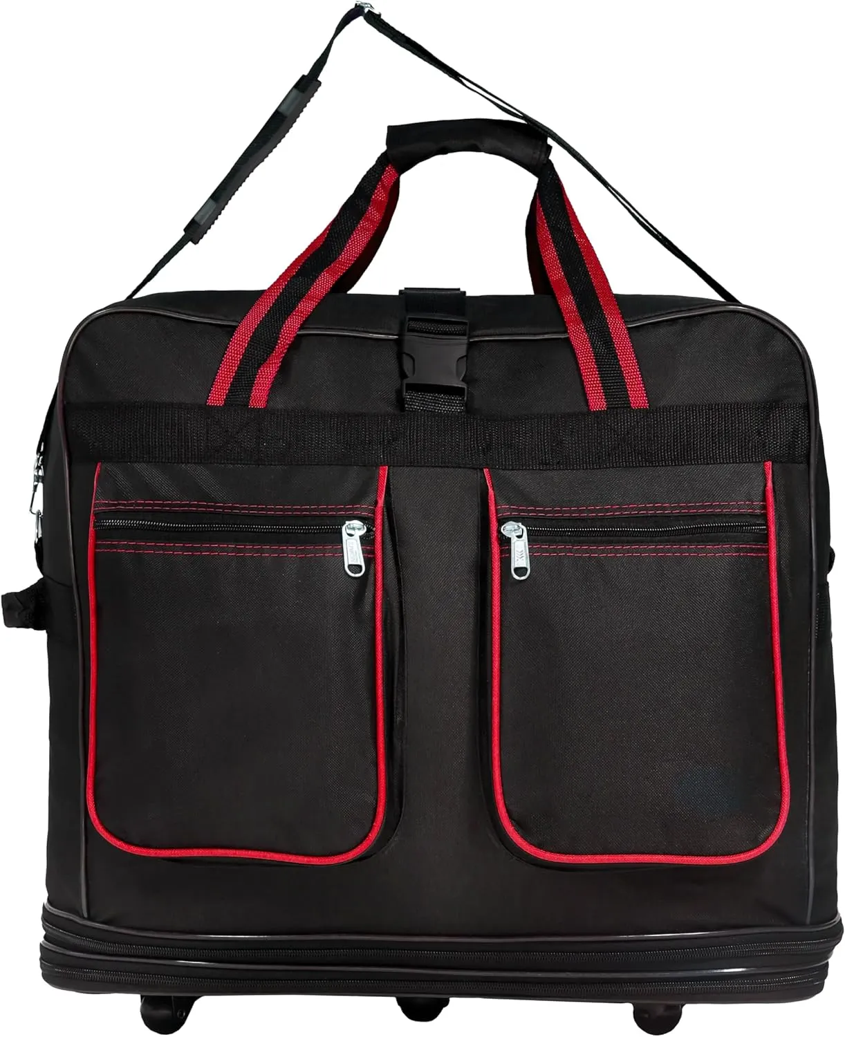 Expandable Lightweight Duffle Bag (40"") Rolling wheeled Spinner Suitcase Luggage for Travel and Storage - (Pack of 2) (Red Trim), NAVBL2PK40