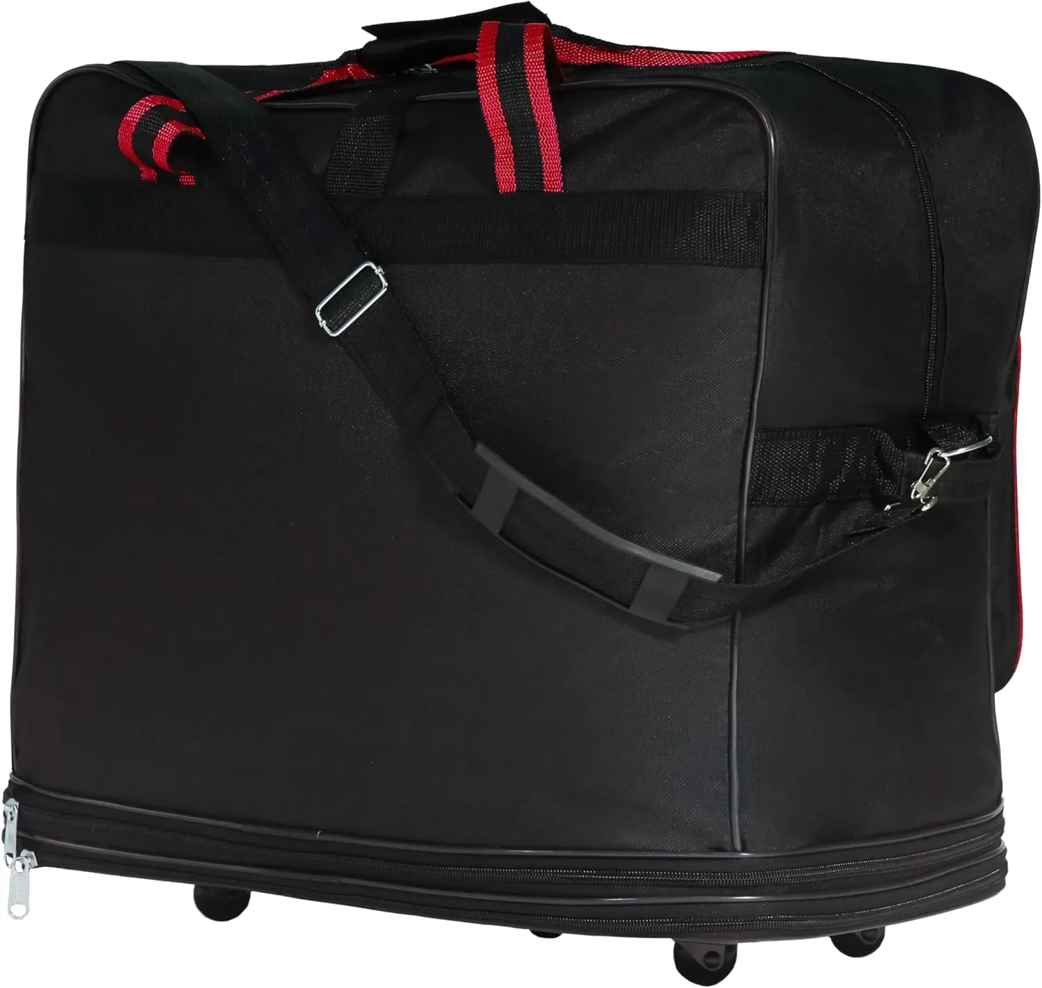 Expandable Lightweight Duffle Bag (40"") Rolling wheeled Spinner Suitcase Luggage for Travel and Storage - (Pack of 2) (Red Trim), NAVBL2PK40