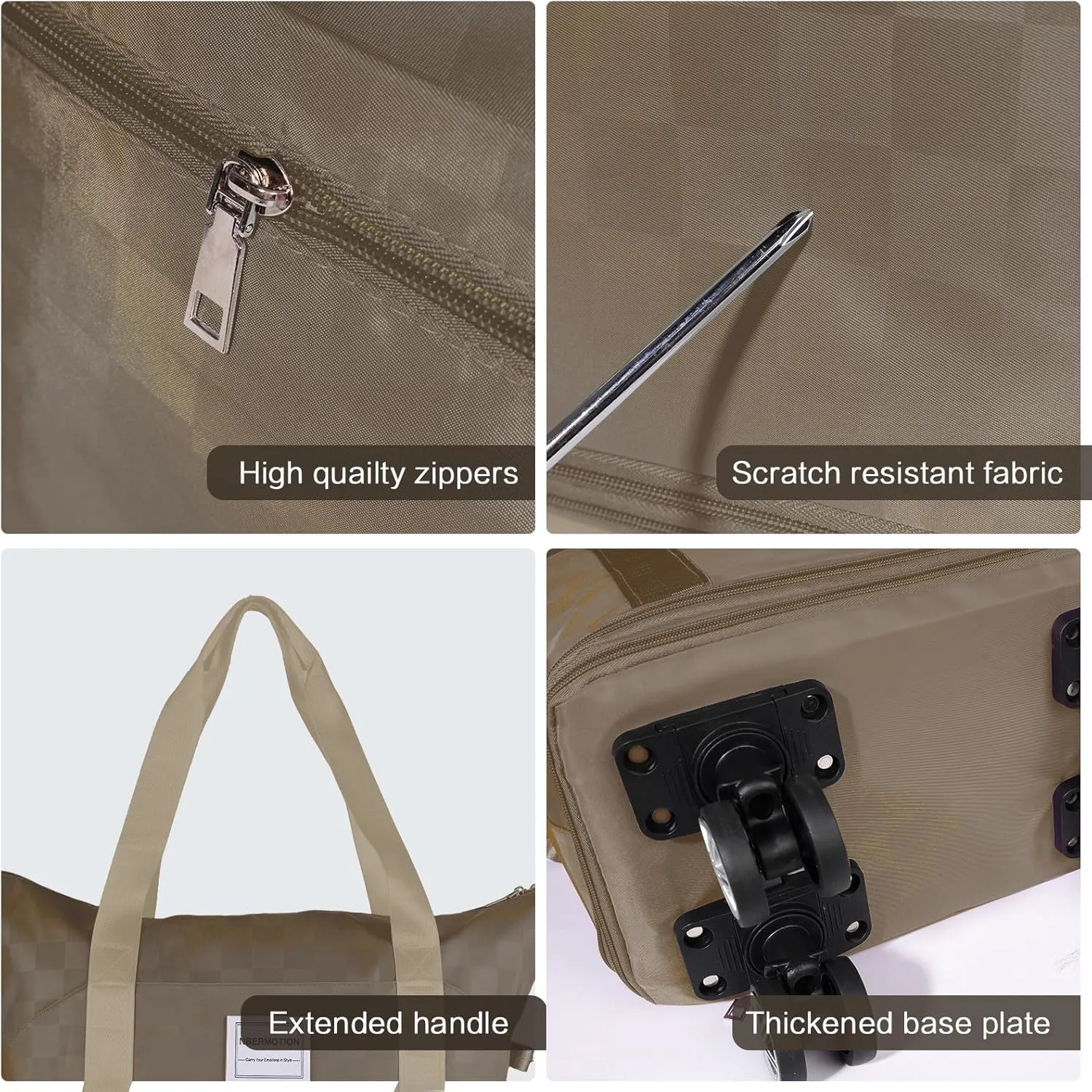 Expandable Rolling Duffle Bag - Large Carry-On With Spinner Wheels, Foldable Weekend Travel Bag, 28-58L Capacity(Khaki)