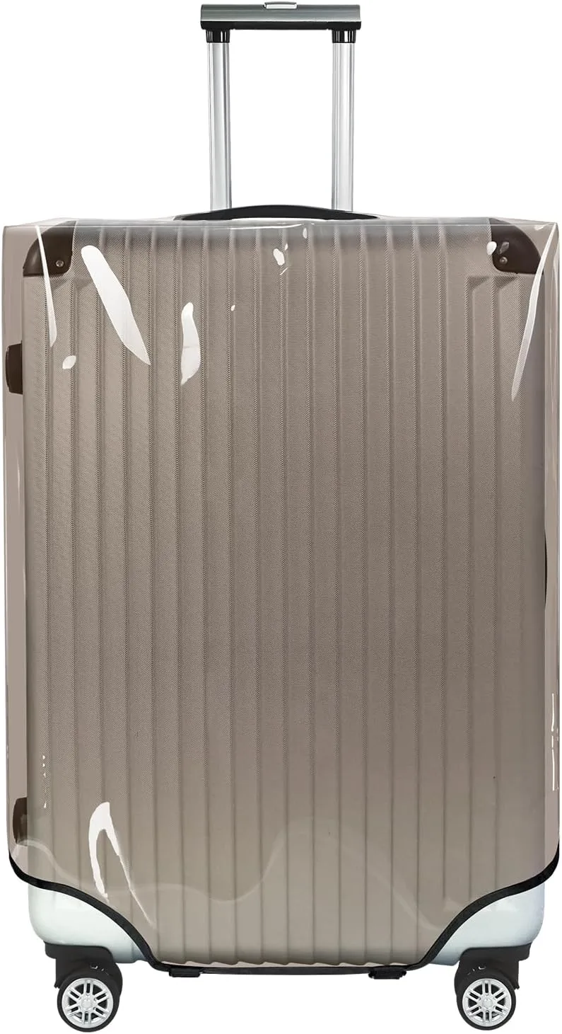 Explore Land Clear Luggage Cover Tough Protector Fits for 27-29 Inches Suitcase for Travel Airplane (PVC Dark Gray, L)