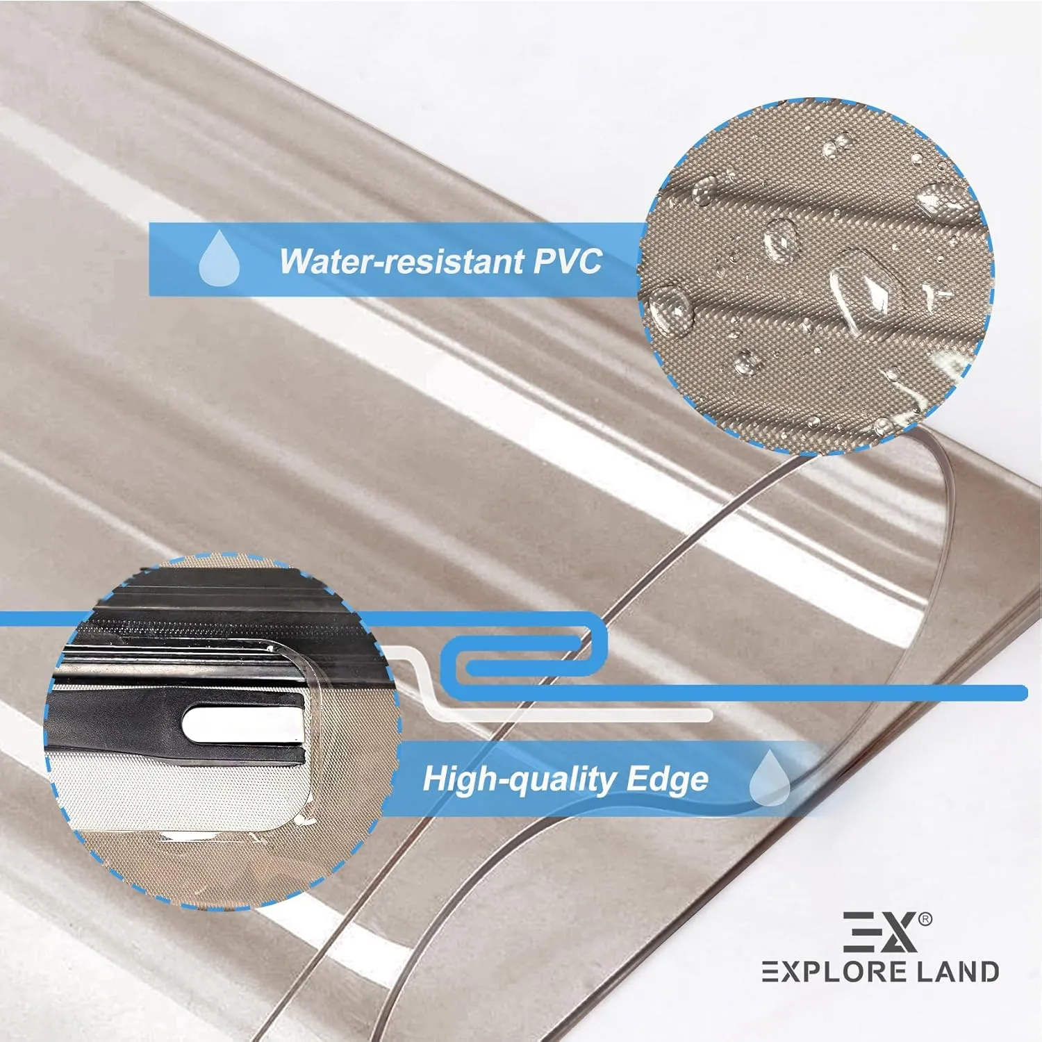 Explore Land Clear Luggage Cover Tough Protector Fits for 27-29 Inches Suitcase for Travel Airplane (PVC Dark Gray, L)