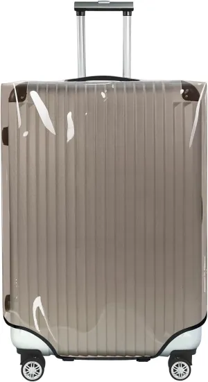 Explore Land Clear Luggage Cover Tough Protector Fits for 27-29 Inches Suitcase for Travel Airplane (PVC Dark Gray, L)