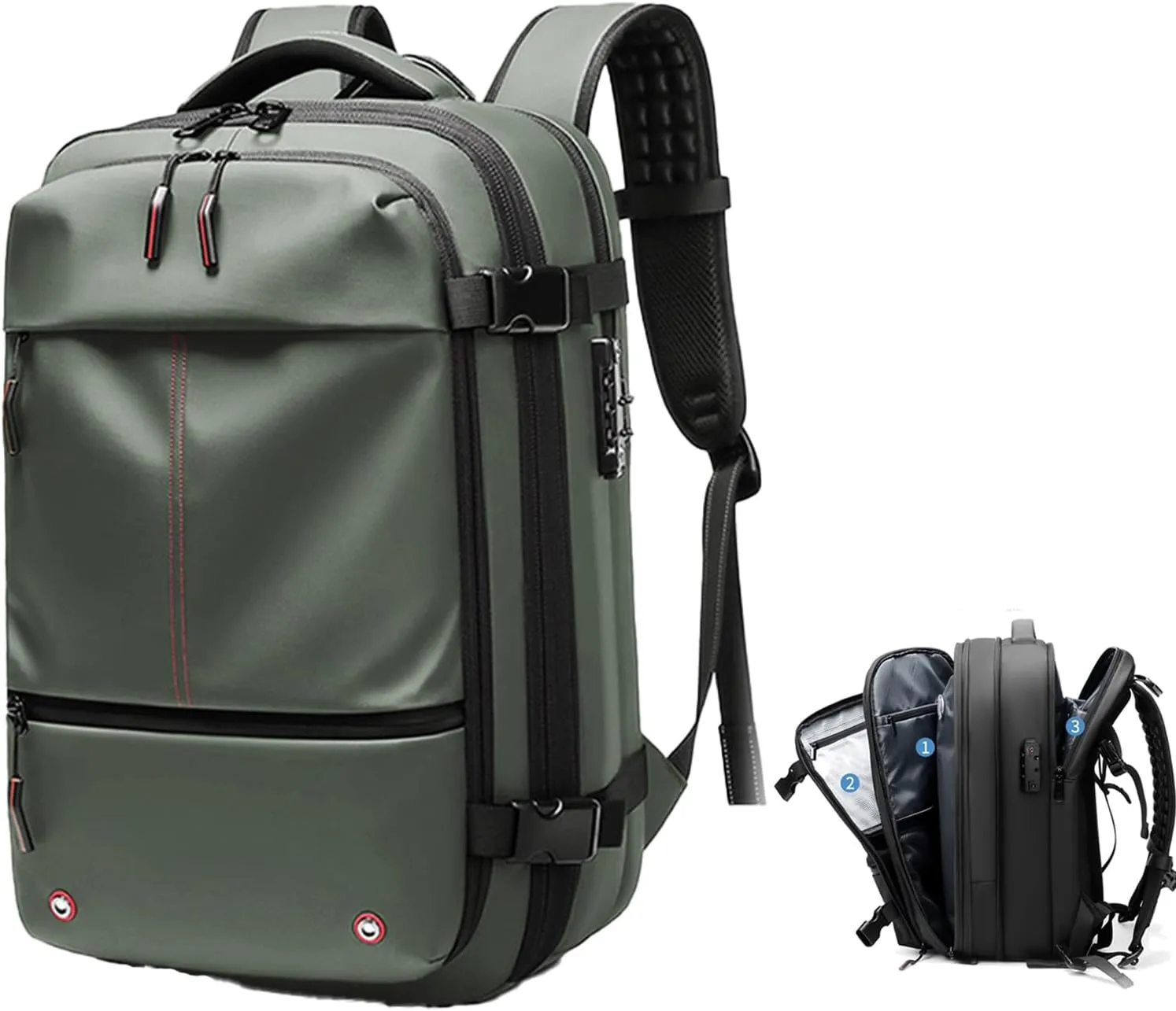 Ezyvac Rucksack, Easyvacpac Backpack, 60L Expandable Vaccage Bag Water Resistant, Anti Theft Vacuum Back Pack (Green)