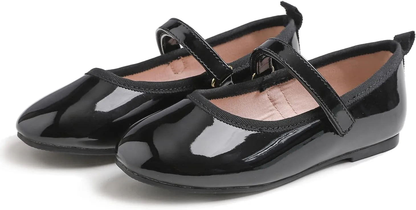 FEVERSOLE Girls Cute Dress Mary Jane Shoes Soft Party Holiday Ballet Flats