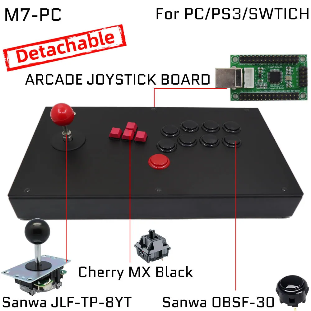 FightBox M7 Keyboard Button Leverless Arcade Game Controller for PC/PS/XBOX/SWITCH