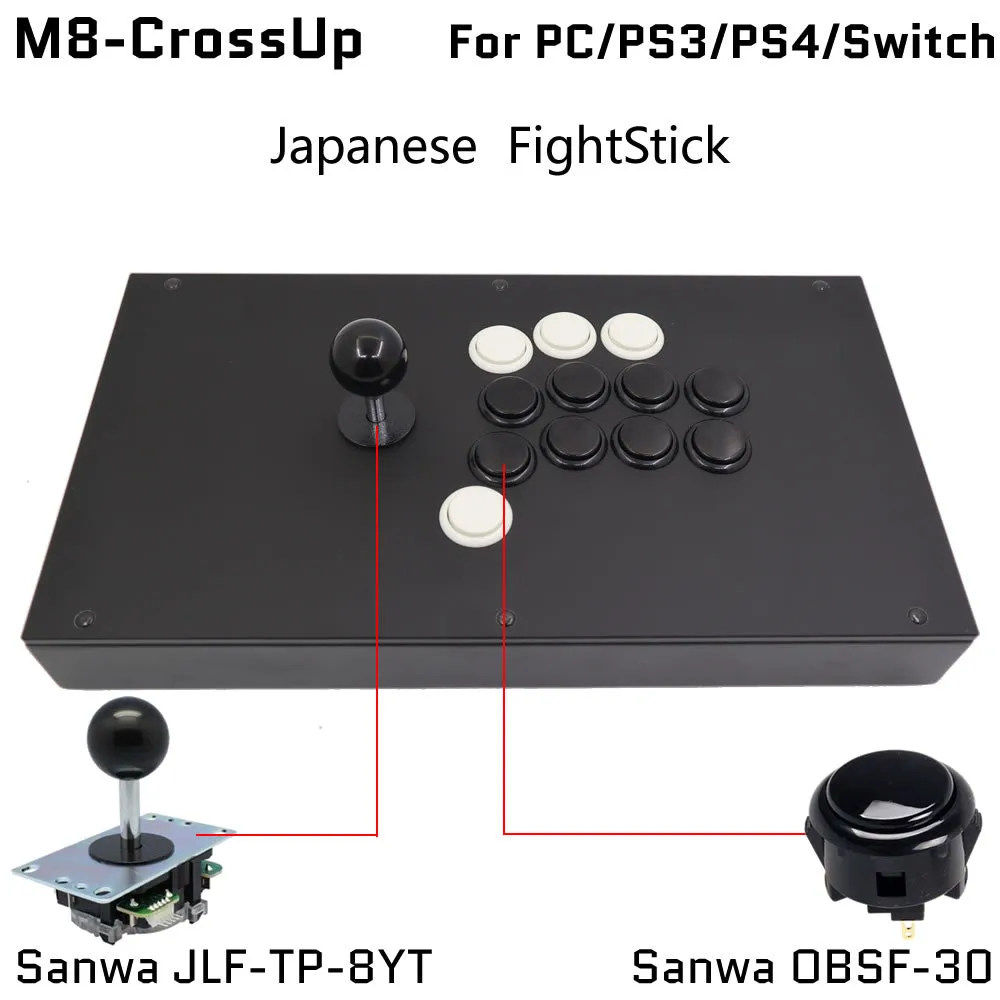 FightBox M8-CrossUP Arcade Joystick – Sanwa/Crown for PC, PS4, Switch