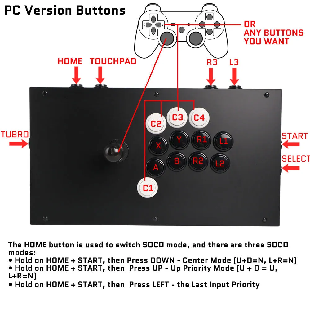 FightBox M8-CrossUP Arcade Joystick – Sanwa/Crown for PC, PS4, Switch
