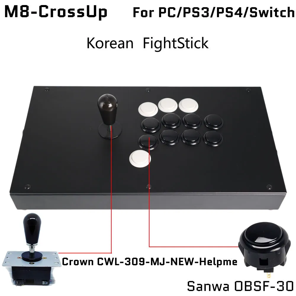 FightBox M8-CrossUP Arcade Joystick – Sanwa/Crown for PC, PS4, Switch