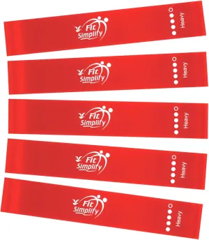 Fit Simplify Resistance Loop Exercise Fitness Bands with Instruction Guide and Carry Bag, Set of 5