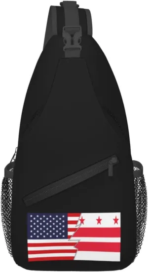 Flag Of The District Of Columbia And America Crossbody Bags For Women Men Chest Backpack Gym Shoulder Bag Travel Outdoor Sports Casual Crossbody Bags