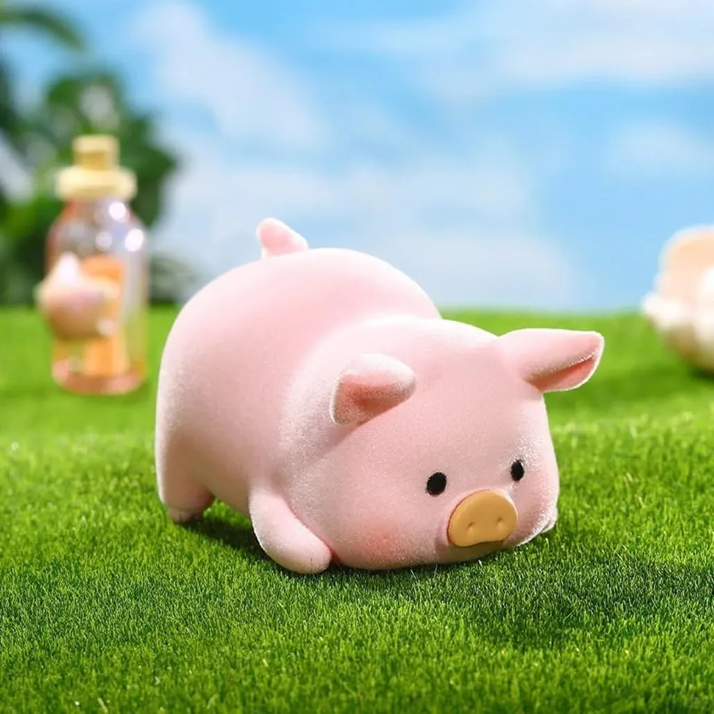 Flocking Cute Piggy Daily Life 6PCs Pig Figurine Blind Box Bags Figures Collectible Toys Birthday Gifts